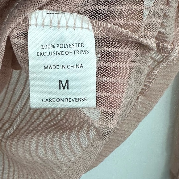 Dizzylizzy Blush Pink Sheer Pearl Long Sleeve Shirt Size Medium - Picture 6 of 7